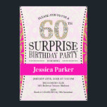 Invitation Surprise 60e anniversaire - Blanc Or rose<br><div class="desc">Surprise 60e anniversaire de fête Invitation en or blanc rose. Carte invitation sophistiquée avec de l'or et des diamants en fausse parties scintillant. Blink glam design moderne parfait pour une soirée élégante. S'il vous plaît,  envoyez-moi un message si vous avez besoin d'un âge personnalisé.</div>