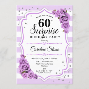 Invitation Surprise 60e anniversaire - Blanc pourpre