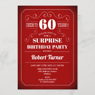 Invitation surprise 60e anniversaire - Blanc rouge