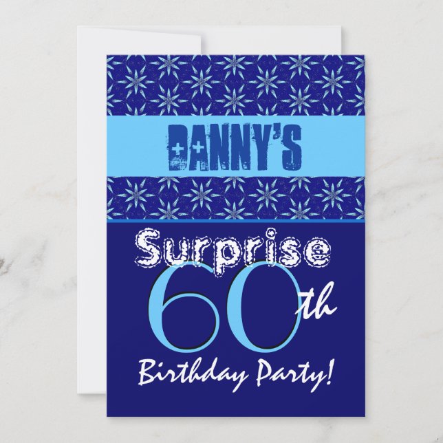 Invitation SURPRISE 60e anniversaire Blue Stars T532 (Devant)