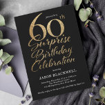 Invitation Surprise 60e anniversaire Célébration Black & Gold<br><div class="desc">Invitation à fêter le 60e anniversaire Surprise</div>