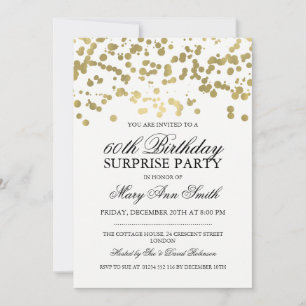 Invitation Surprise 60e anniversaire de fête Gold Foil Confet