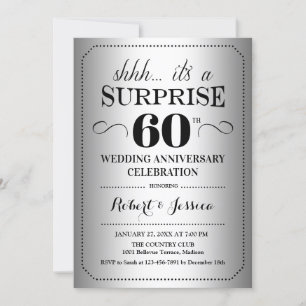 Invitation Surprise 60e anniversaire de mariage - Argent Noir