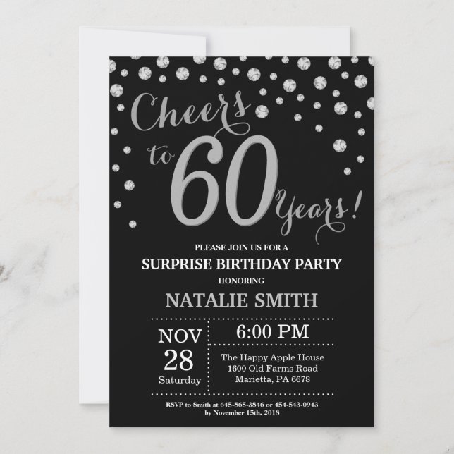 Invitation Surprise 60e anniversaire Diamant noir et argent (Devant)