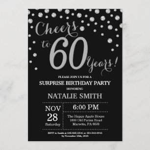 Invitation Surprise 60e anniversaire Diamant noir et argent