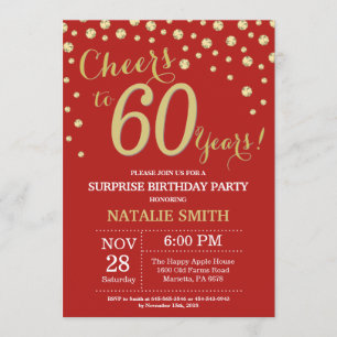 Invitation Surprise 60e anniversaire Diamant rouge et or
