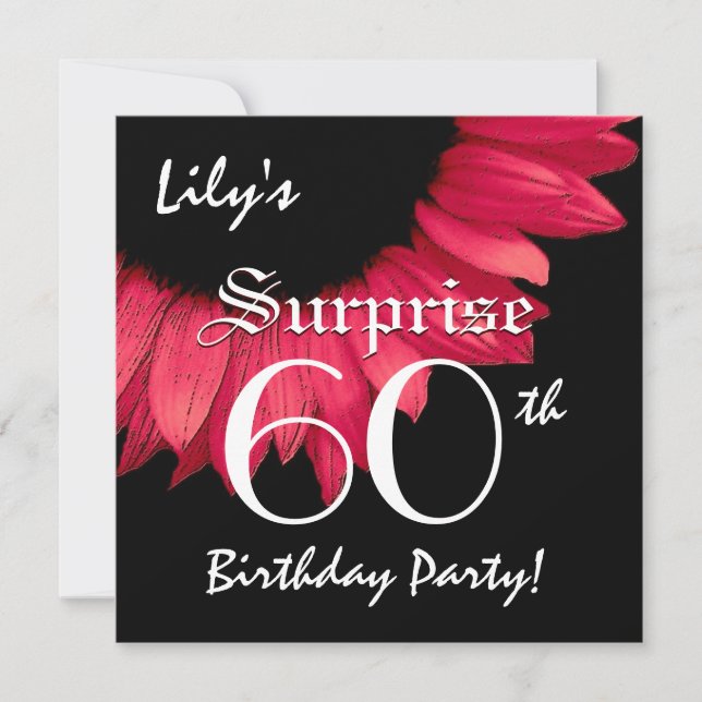 Invitation SURPRISE 60e anniversaire Fleur rouge W063A (Devant)