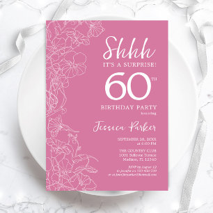Invitation Surprise 60e anniversaire - Floral Pink