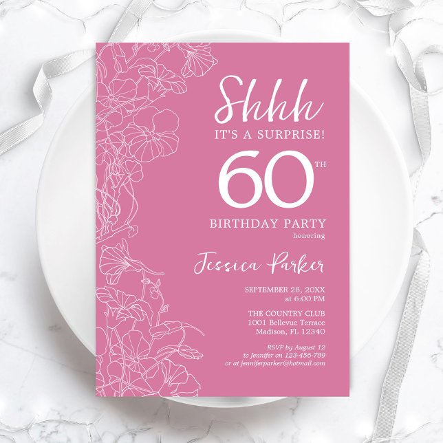 Invitation Surprise 60e anniversaire - Floral Pink (Créateur téléchargé)
