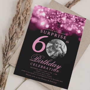 Invitation SURPRISE 60e anniversaire Hot rose Midnight Glam