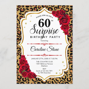 Invitation Surprise 60e anniversaire - Leopard Gold Blanc Rou