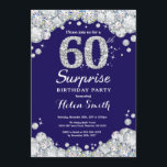 Invitation Surprise 60e anniversaire Marine Blue Silver Diamo<br><div class="desc">Invitation surprise 60e anniversaire. Arrière - plan bleu marine et argent en strass diamant rouge . Élégant invitation de Bassorh Anniversaire. Anniversaire adulte. Femmes Anniversaire. Hommes Anniversaire. Pour plus de personnalisation,  cliquez sur le bouton "Customiser" et utilisez notre outil de conception pour modifier ce modèle.</div>