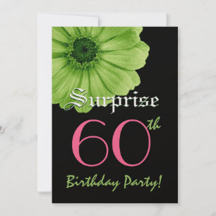 Invitation SURPRISE 60e anniversaire Modèle Lime Green Daisy