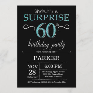 Invitation surprise 60e anniversaire Noir et Turqu
