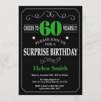 Surprise 60e anniversaire noir et vert Chalkboard