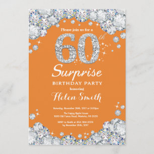 Invitation Surprise 60e anniversaire Orange and Silver Diamon