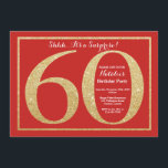 Invitation Surprise 60e anniversaire Parties scintillant roug<br><div class="desc">Invitation surprise 60e anniversaire. Parties scintillant rouge et or Invitation de fête d'anniversaire avec Arrière - plan rouge. Anniversaire surprise. Anniversaire adulte. Fête Anniversaire Bash.
Pour plus de personnalisation,  cliquez sur le bouton "Customiser" et utilisez notre outil de conception pour modifier ce modèle.</div>
