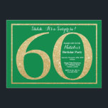 Invitation Surprise 60e anniversaire Parties scintillant vert<br><div class="desc">Invitation surprise 60e anniversaire. Invitation d'anniversaire de la Parties scintillant verte et d'or avec Arrière - plan vert. Anniversaire surprise. Anniversaire adulte. Fête Anniversaire Bash.
Pour plus de personnalisation,  cliquez sur le bouton "Customiser" et utilisez notre outil de conception pour modifier ce modèle.</div>