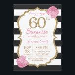 Invitation surprise 60e anniversaire Pink Black Go<br><div class="desc">Invitation surprise 60e anniversaire. Noir rose et or. Parties scintillant d'or. Grandes taches noires et blanches. Flore rose. Anniversaire adulte. Fête d'anniversaire des femmes.
Pour plus de personnalisation,  cliquez sur le bouton "Customiser" et utilisez notre outil de conception pour modifier ce modèle.</div>