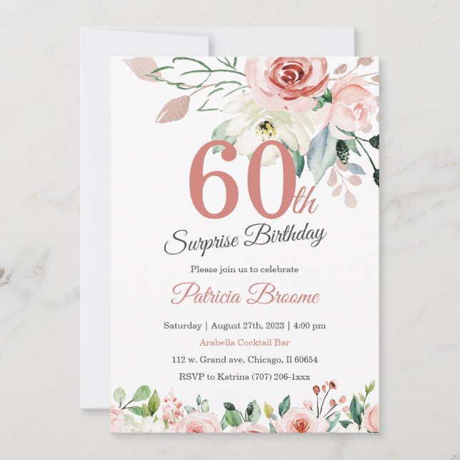 Invitation Surprise 60e anniversaire pour femmes (Devant)