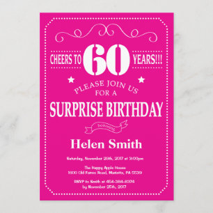Invitation Surprise 60e anniversaire rose et blanc