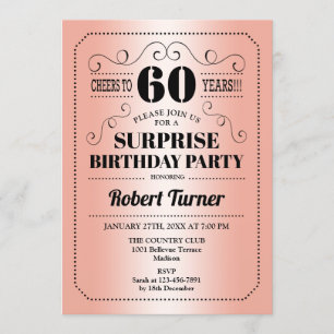 Invitation Surprise 60e anniversaire - Rose Gold Black