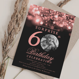 Invitation SURPRISE 60e anniversaire Rose Gold Midnight Glam