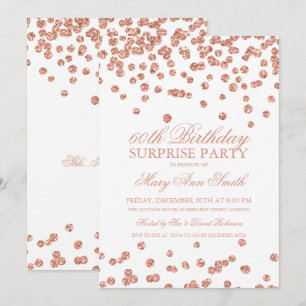 Invitation Surprise 60e anniversaire Rose Gold Parties scinti