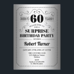 Invitation Surprise 60e anniversaire - Silver Black<br><div class="desc">Invitation surprise 60e anniversaire. Design rétro en faux feuille argent et noir. Salutations à 60 ans ! Peut également être personnalisé dans n'importe quelle année.</div>