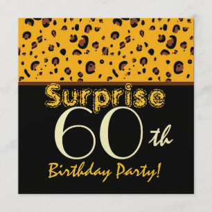 Invitation SURPRISE 60e anniversaire Trendy Gold Black Leopar