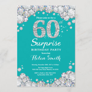 Invitation Surprise 60e anniversaire Turquoise et Silver Diam