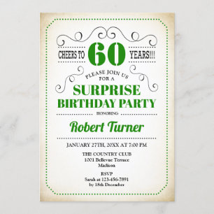 Invitation Surprise 60e anniversaire - Vert Blanc Noir
