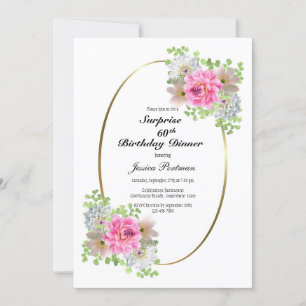 Invitation Surprise 60e dîner d'anniversaire rose or