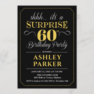 Invitation Surprise 60e fête d'anniversaire - Black Gold