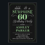 Invitation Surprise 60e fête d'anniversaire - Black Green<br><div class="desc">Invitation de fête du 60e anniversaire surprise. Design simple et classe,  noir vert et blanc. Comprend une police de script élégante. Célébration anniversaire surprise pour l'homme ou la femme. Peut être customisé à n'importe quel âge!</div>