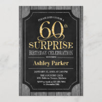 Surprise 60e fête d'anniversaire - Chalkboard Gold