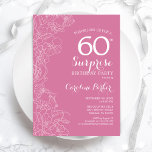 Invitation Surprise 60e fête d'anniversaire - Floral rose<br><div class="desc">Invitation à la fête d'anniversaire de la Surprise rose florale 60e. Design moderne minimaliste avec accents botaniques et police de script de typographie. Carte invitation simple et féminine parfaite pour une célébration anniversaire surprise et élégante. Peut être customisé à n'importe quel âge.</div>