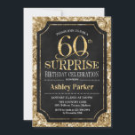 Invitation Surprise 60e fête d'anniversaire - Gold Black<br><div class="desc">Invitation à la célébration du 60e anniversaire de Surprise. Design élégant et classe en noir et motif d'or parties scintillant faux. Comprend une police de script élégante. Message-moi si vous avez besoin d'une personnalisation plus poussée.</div>