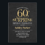 Invitation Surprise 60e fête d'anniversaire - Gold Black<br><div class="desc">Rustic Surprise 60th Birthday Celebration Invitation. Design élégant et élégant en tableau noir et motif en or parties scintillant faux. Comprend une police de script élégante. Message-moi si vous avez besoin d'une personnalisation plus poussée.</div>
