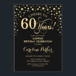 Invitation Surprise 60e fête d'anniversaire - Gold Black<br><div class="desc">Invitation de fête du 60e anniversaire surprise. Design élégant en or noir et faux parties scintillant. Fonctionne la police de script et les confettis de diamants. Salutations à 60 ans ! Message-moi si vous avez besoin d'une personnalisation plus poussée.</div>