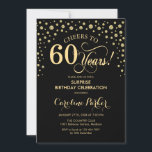 Invitation Surprise 60e fête d'anniversaire - Gold Black<br><div class="desc">Invitation de fête du 60e anniversaire surprise. Design élégant en or noir et faux parties scintillant. Fonctionne la police de script et les confettis de diamants. Salutations à 60 ans ! Message-moi si vous avez besoin d'une personnalisation plus poussée.</div>