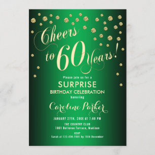 Invitation Surprise 60e fête d'anniversaire - Gold Green