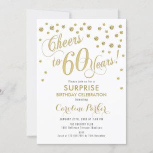 Invitation Surprise 60e fête d'anniversaire - Gold White