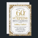 Invitation Surprise 60e fête d'anniversaire - Gold White<br><div class="desc">Invitation à la célébration du 60e anniversaire de Surprise. Design élégant et élégant en motif or blanc et parties scintillant faux. Comprend une police de script élégante. Message-moi si vous avez besoin d'une personnalisation plus poussée.</div>