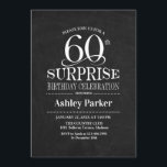 Invitation Surprise 60e fête d'anniversaire - Noir Blanc<br><div class="desc">Rustic Surprise 60th Birthday Celebration Invitation. Design élégant et élégant en motif noir et blanc en tableau noir. Comprend une police de script élégante. Message-moi si vous avez besoin d'une personnalisation plus poussée.</div>