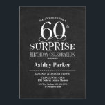 Invitation Surprise 60e fête d'anniversaire - Noir Blanc<br><div class="desc">Rustic Surprise 60th Birthday Celebration Invitation. Design élégant et élégant en motif noir et blanc en tableau noir. Comprend une police de script élégante. Message-moi si vous avez besoin d'une personnalisation plus poussée.</div>