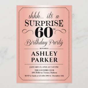 Invitation Surprise 60e fête d'anniversaire - Rose Gold