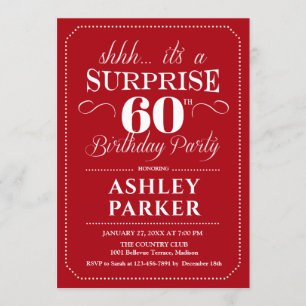 Invitation Surprise 60e fête d'anniversaire - Rouge Blanc