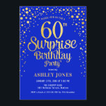Invitation Surprise 60e fête d'anniversaire - Royal Blue & Go<br><div class="desc">Invitation de fête du 60e anniversaire surprise. Design élégant en bleu royal et faux or parties scintillant. Comprend des polices de caractères et des confettis stylisés. Message-moi si vous avez besoin d'âge personnalisé.</div>