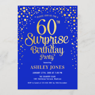 Invitation Surprise 60e fête d'anniversaire - Royal Blue & Go